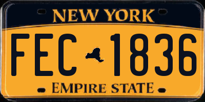 NY license plate FEC1836