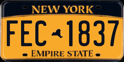 NY license plate FEC1837
