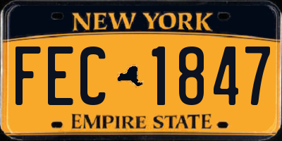 NY license plate FEC1847