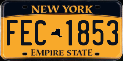 NY license plate FEC1853