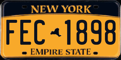 NY license plate FEC1898