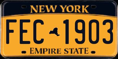 NY license plate FEC1903