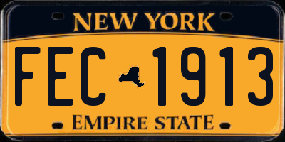 NY license plate FEC1913