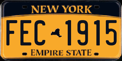 NY license plate FEC1915