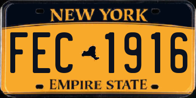 NY license plate FEC1916