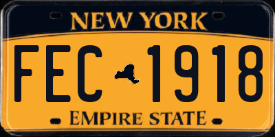 NY license plate FEC1918