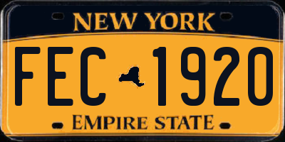 NY license plate FEC1920