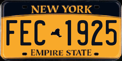 NY license plate FEC1925