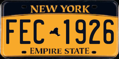 NY license plate FEC1926