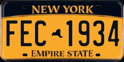 NY license plate FEC1934