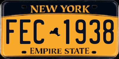 NY license plate FEC1938