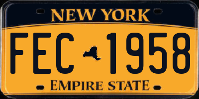 NY license plate FEC1958