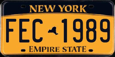 NY license plate FEC1989