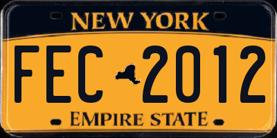 NY license plate FEC2012