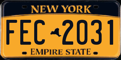 NY license plate FEC2031
