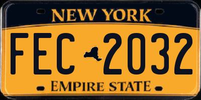 NY license plate FEC2032