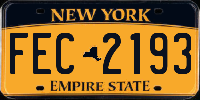 NY license plate FEC2193