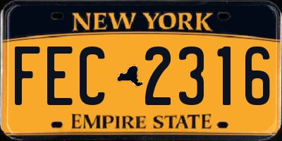 NY license plate FEC2316