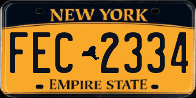 NY license plate FEC2334