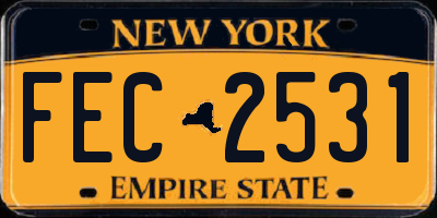 NY license plate FEC2531
