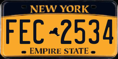 NY license plate FEC2534