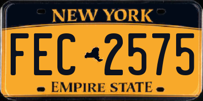 NY license plate FEC2575