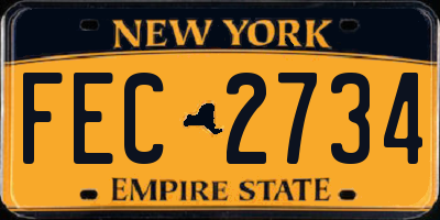 NY license plate FEC2734