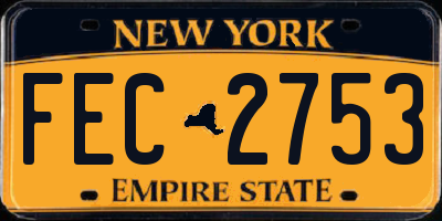 NY license plate FEC2753