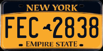 NY license plate FEC2838