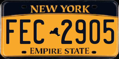 NY license plate FEC2905