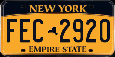 NY license plate FEC2920
