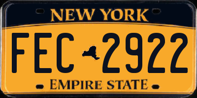 NY license plate FEC2922