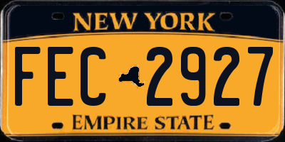 NY license plate FEC2927
