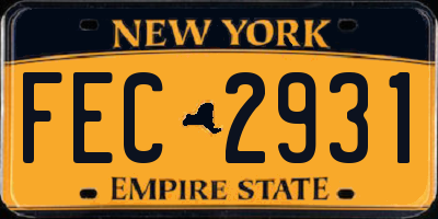 NY license plate FEC2931