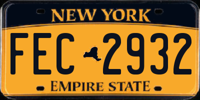 NY license plate FEC2932