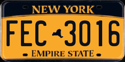 NY license plate FEC3016