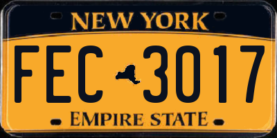 NY license plate FEC3017