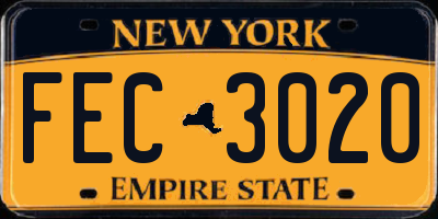 NY license plate FEC3020