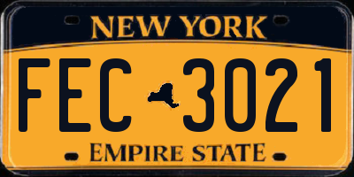 NY license plate FEC3021