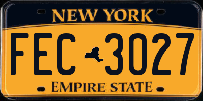 NY license plate FEC3027