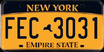 NY license plate FEC3031