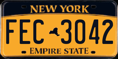 NY license plate FEC3042