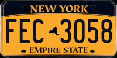 NY license plate FEC3058
