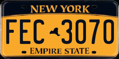 NY license plate FEC3070