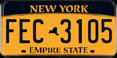 NY license plate FEC3105
