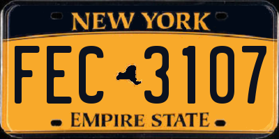 NY license plate FEC3107