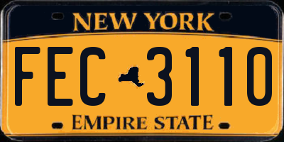 NY license plate FEC3110