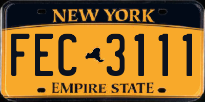 NY license plate FEC3111