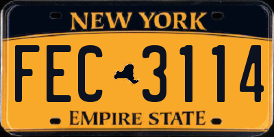 NY license plate FEC3114