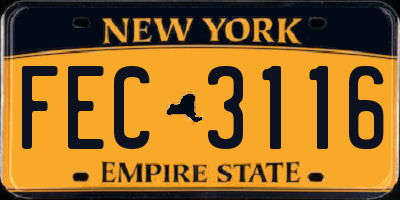 NY license plate FEC3116